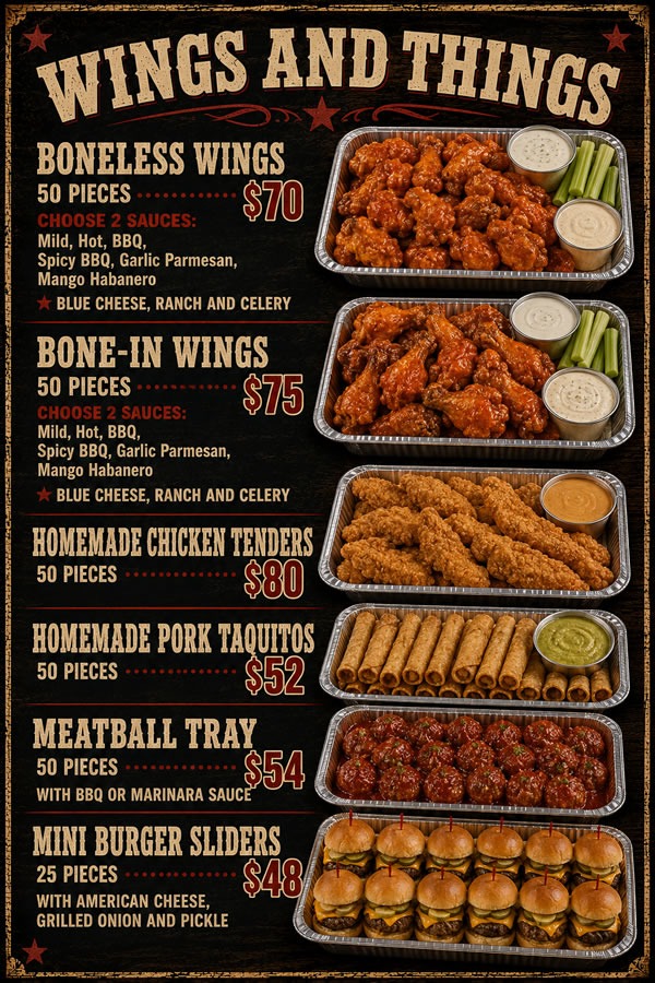 Wings and Things Party Tray